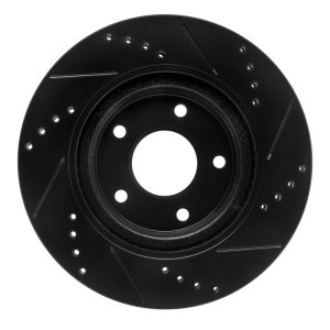 Nissan Sentra Brake Rotor (1) - Front Left - R1 Concepts - Drilled & Slotted - Black - `11-`19